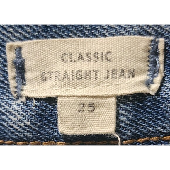 Madewell Classic Straight Jeans Size 25 Distressed Medium Wash Raw Hem - Picture 4 of 7